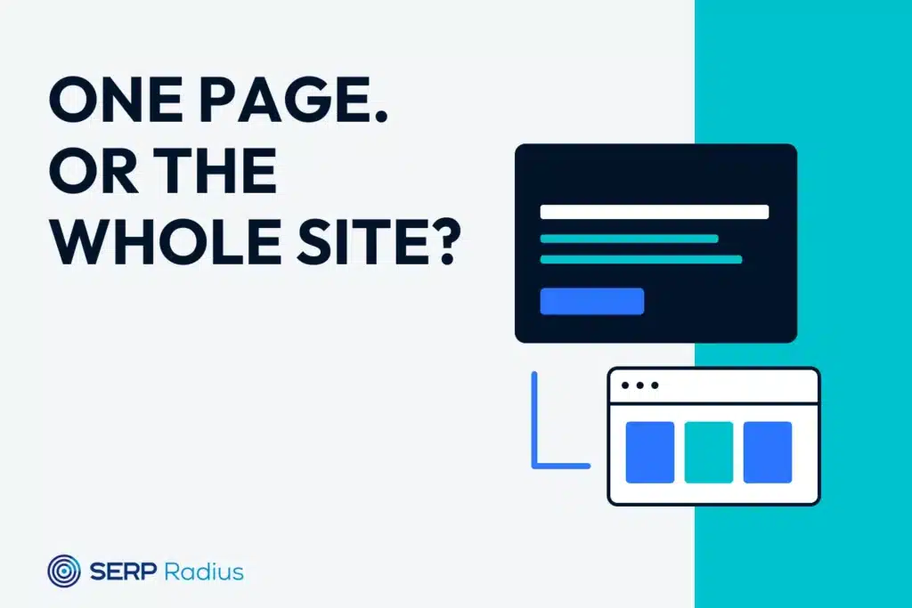 A focused page and a connected multi-page layout illustrating landing pages versus websites.
