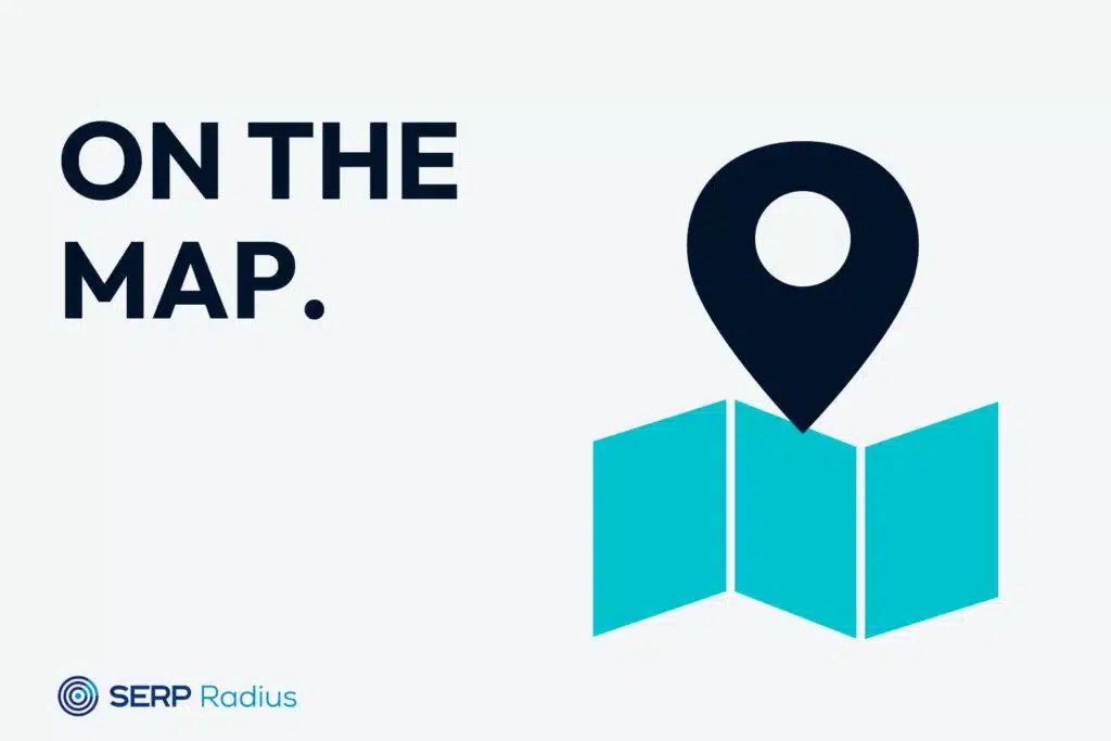 An original map pin above a folded map illustrating accurate business location information.