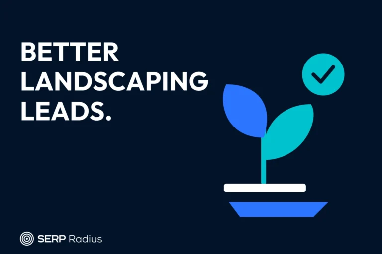 A plant and a check mark illustrate landscaping marketing focused on suitable work.